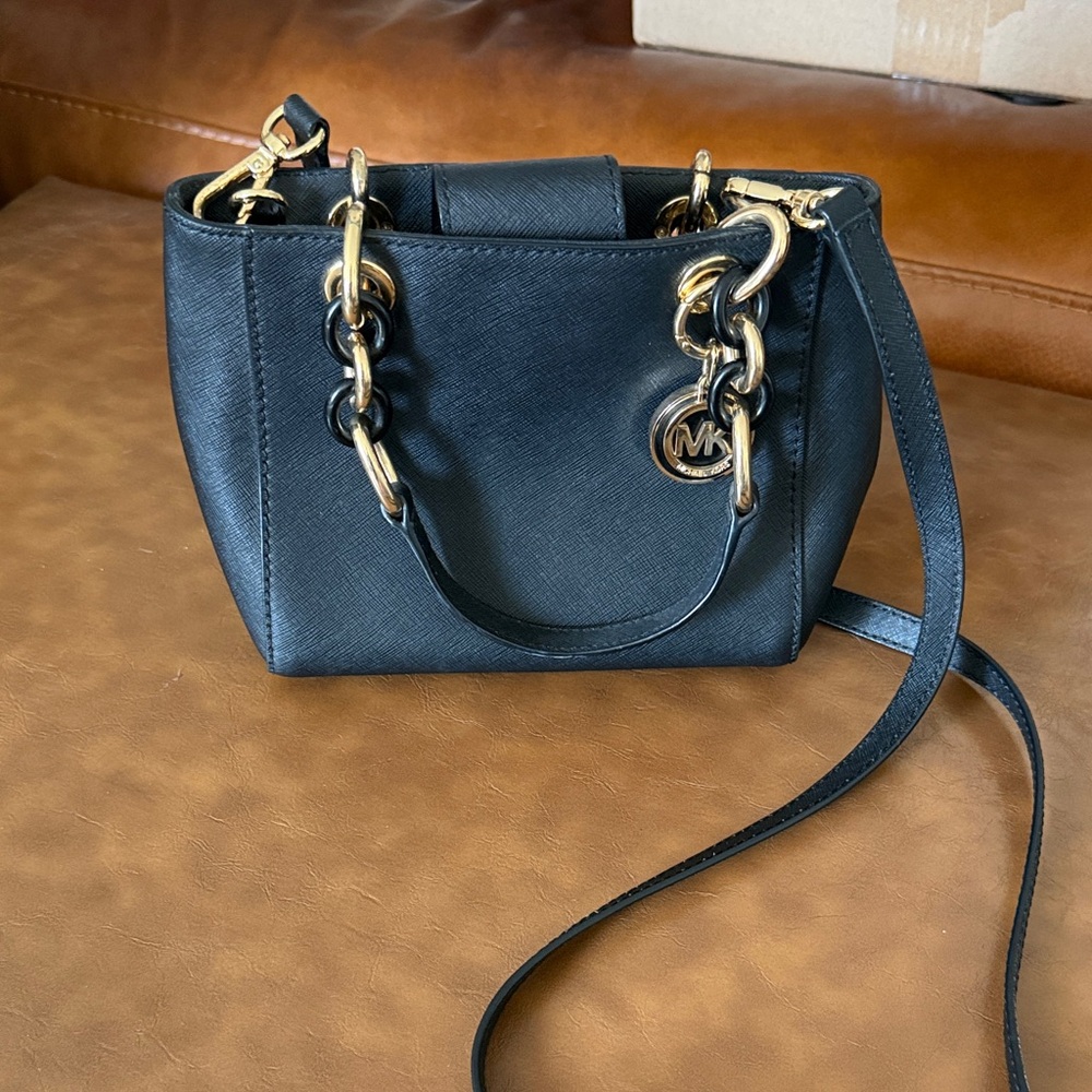 Michael Kors Black Crossbody Bag with Gold Chain